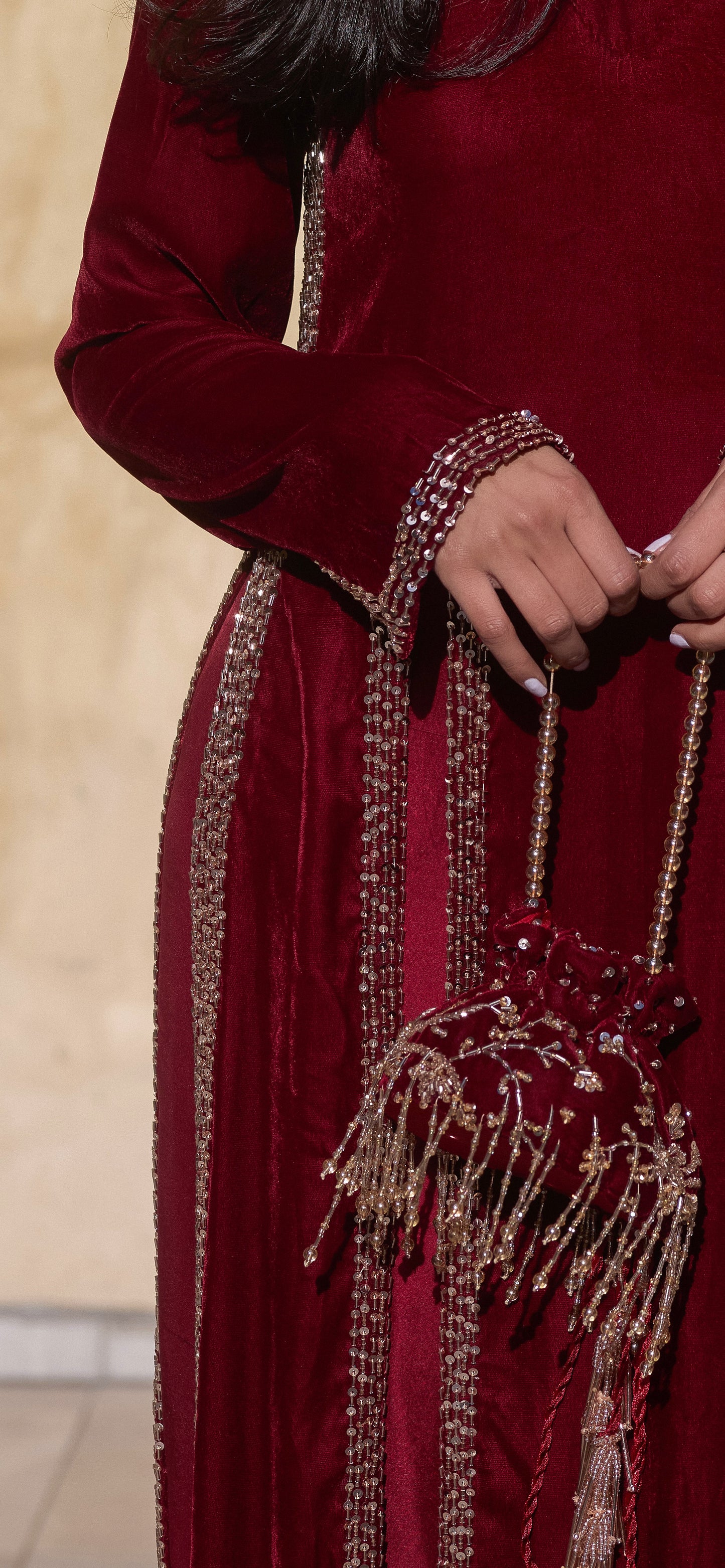 Maroon Velvet Kameez set