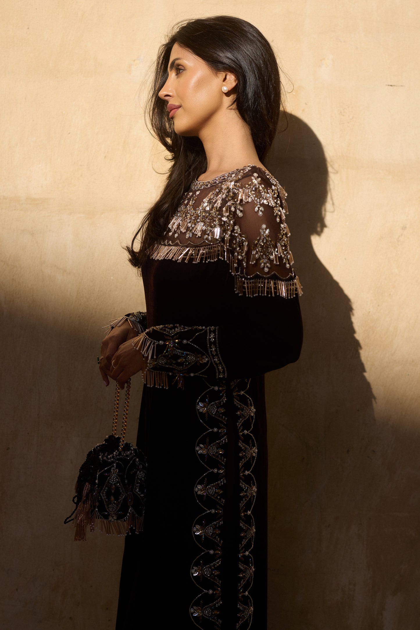 Brown Velvet Kameez Set